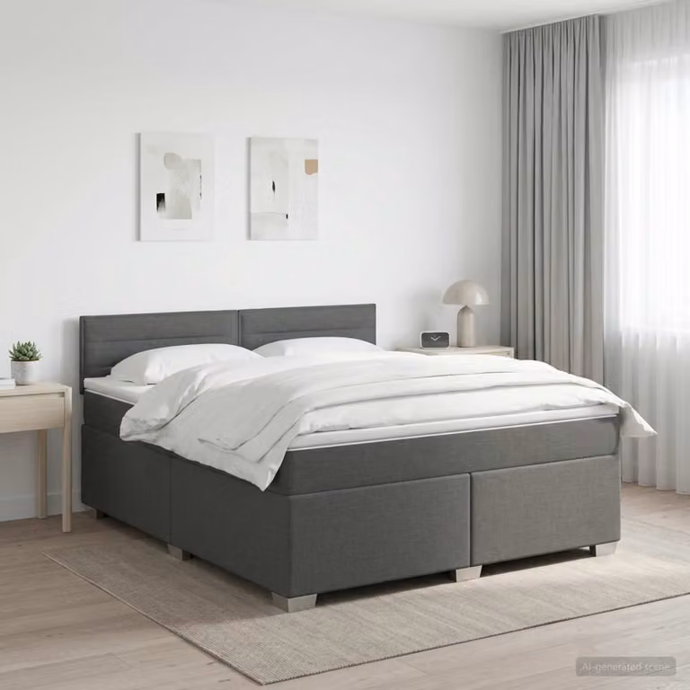 Letto box spring con materasso ibrido vidaXL Grigio e Bianco L/P: 180 x 200 cm