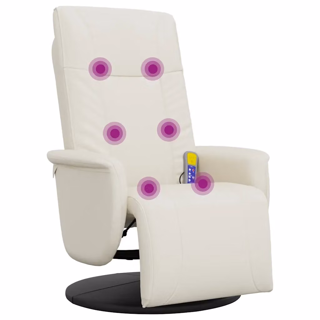 Poltrona Reclinabile Relax vidaXL in Similpelle Beige con Poggiapiedi e Braccioli – 2