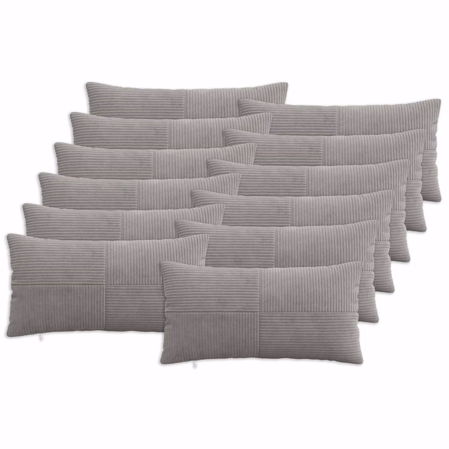 Set di 12 federe vidaXL ALMELO in velluto a coste, Grigio Chiaro, L 40 cm x P 80 cm