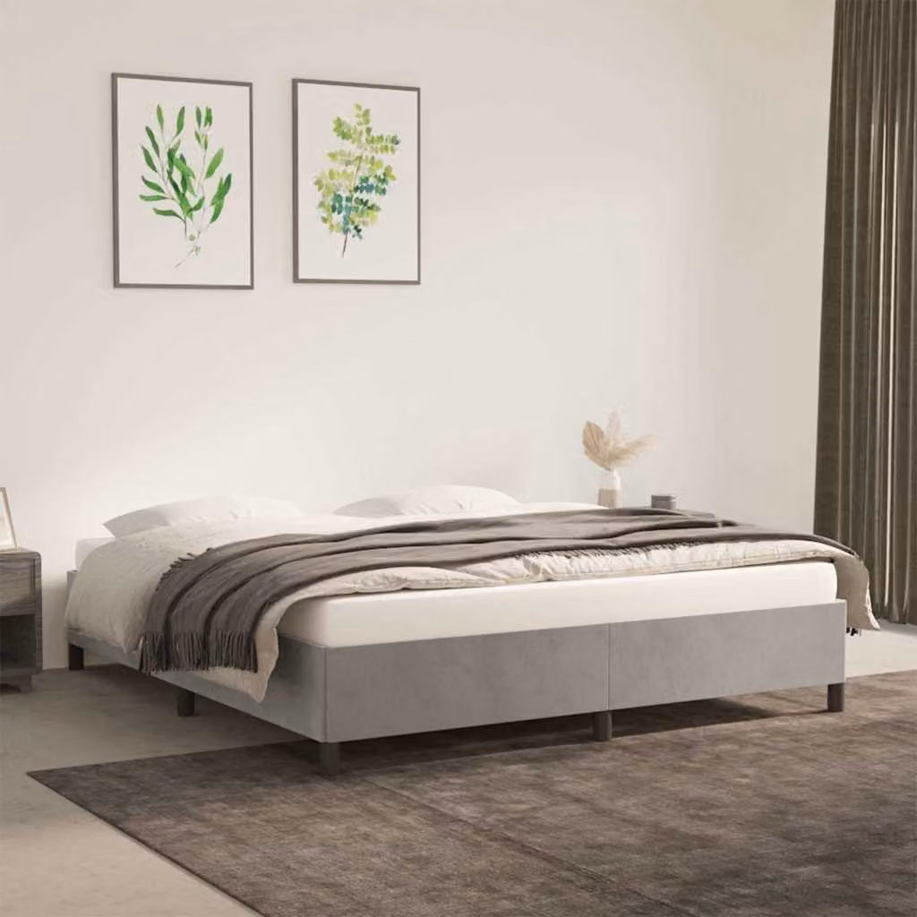 vidaXL Giroletto imbottito in velluto Grigio Chiaro L: 180 cm, P: 200 cm
