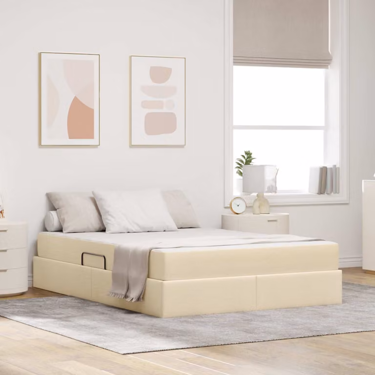 Letto con contenitore e materasso vidaXL beige L 140 cm x P 200 cm x H 204 cm