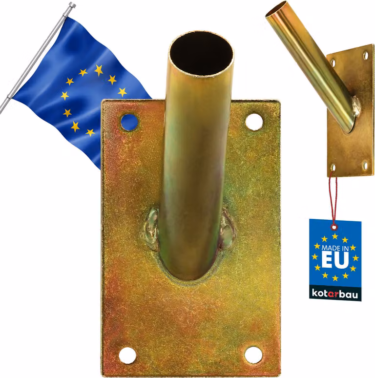 KOTARBAU® Portabandiera avvitabile a 1 piega portabandiera portabandiera portabandiera maniglia per montaggio a parete zincato a caldo giallo