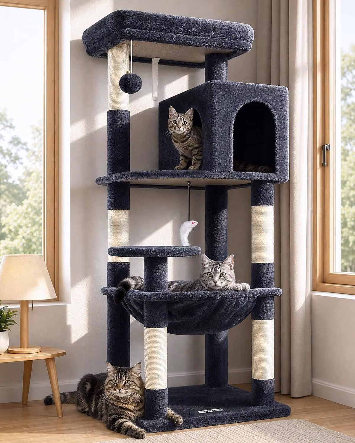 Albero per gatti con amaca, dimensioni 45 x 40 cm, adatto a gatti di grossa taglia e ai gattini, ideale come luogo di gioco e riposo
