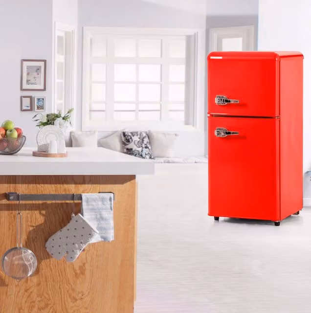 Frigorifero a doppia porta retrò 60 L; 88;8 x 45;5 x 42;5 cm; rosso