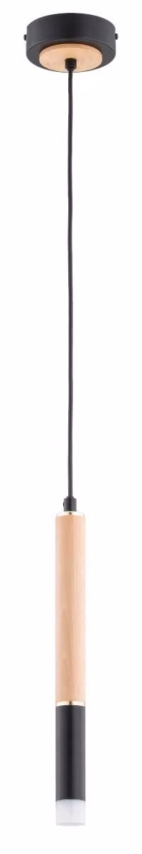 Lampada a sospensione RODEO in legno chiaro, nero e oro, 1xG9x10W, legno, dimensioni: 85x10x10 cm, IP20, Alfa