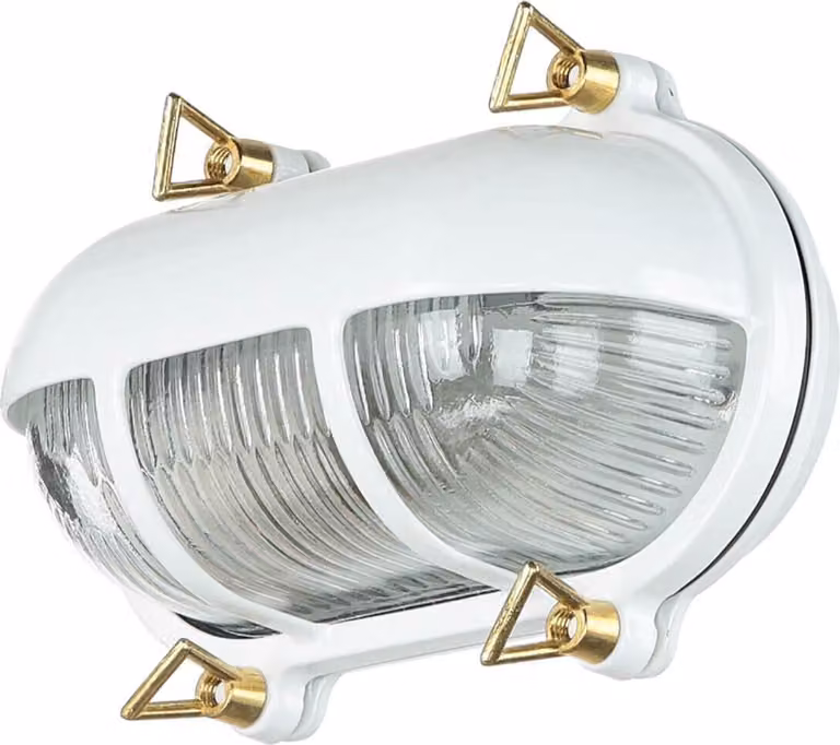 Lampada da esterno in vetro di ottone marittimo L: 21 cm IP64 E27 bianco casa balcone giardino lampada da parete