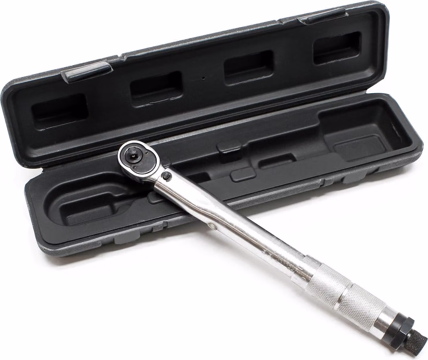 Chiave dinamometrica Wiltec da 1/4" (6,35 mm) e 2-24 Nm, girevole a destra e a sinistra in custodia di plastica Chiave a scatto