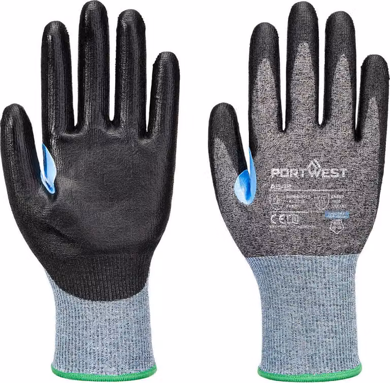 Guanto antitaglio Cs D18Poliuretano- Taglia S - Grigio/Nero - Portwest