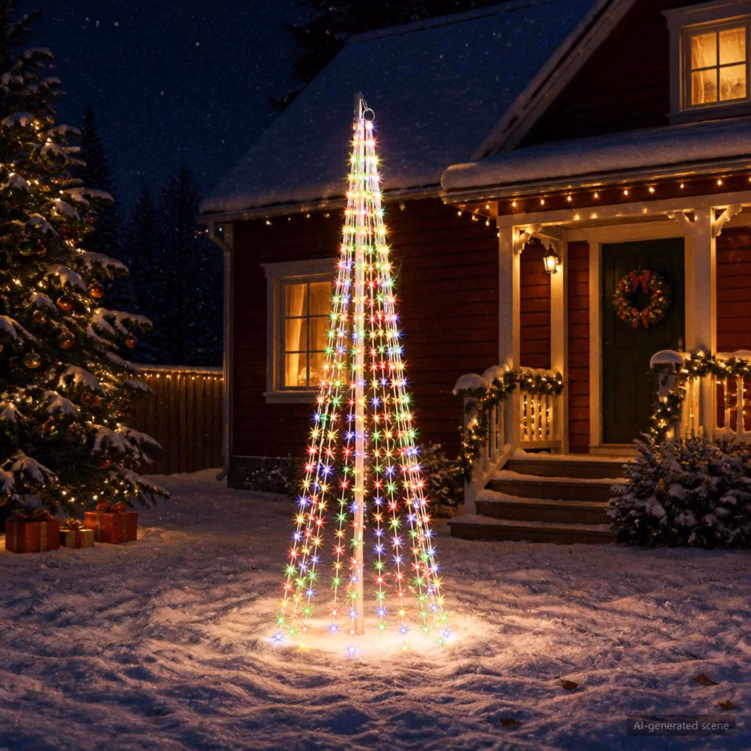 vidaXL Luci per albero di Natale con picchetti e asta per bandiera