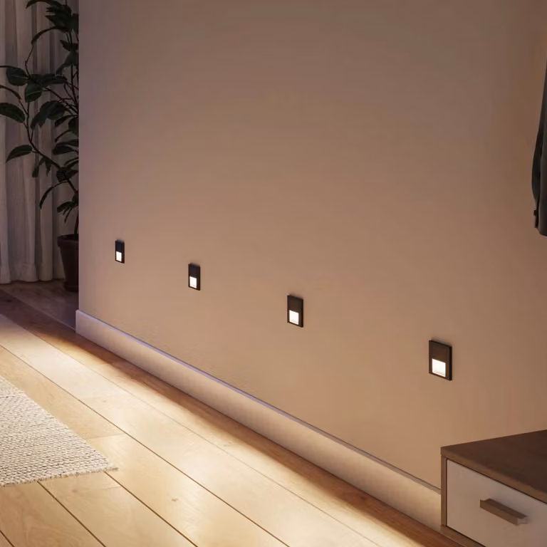 Paulmann Lampada da incasso a LED Tsaro con sensore, nera, in plastica, Nero, Corridoio, Plastica, Moderno