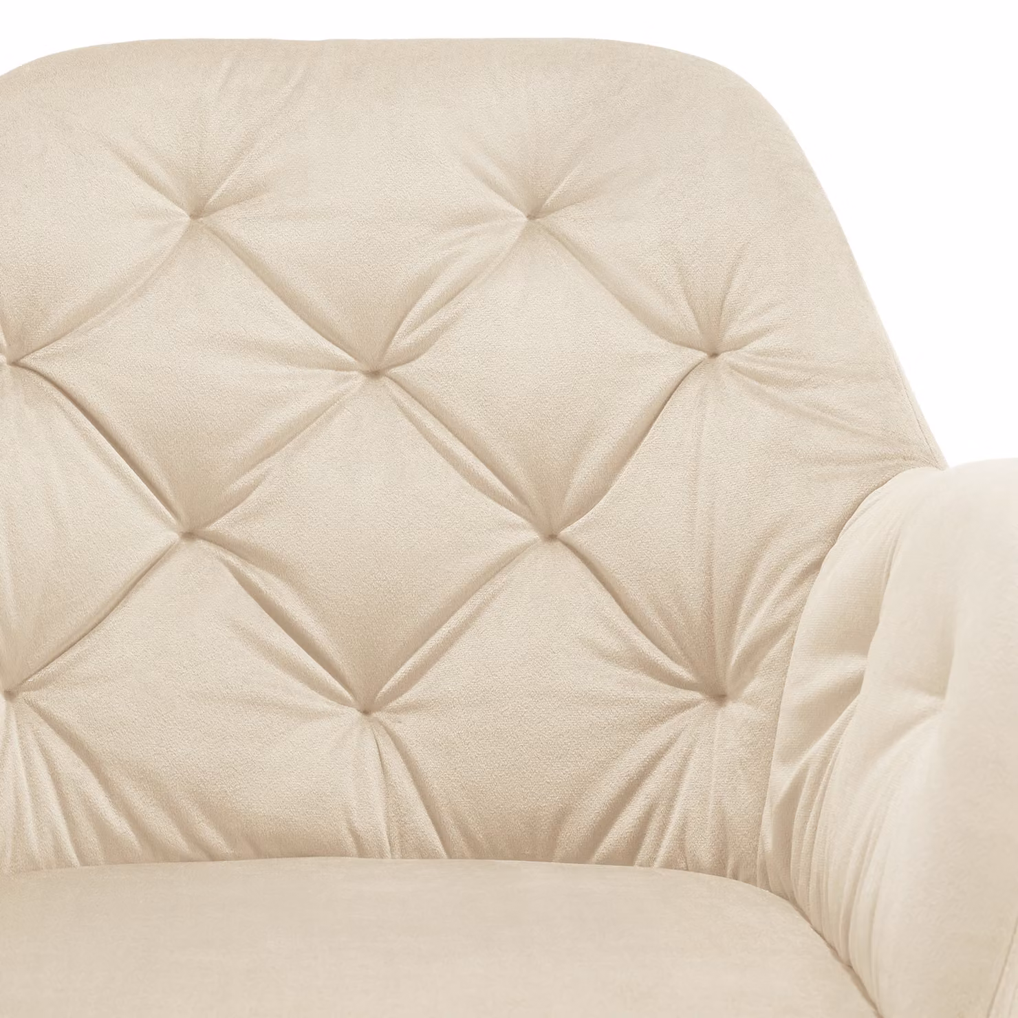 Poltrona girevole TecTake GmbH in velluto beige con braccioli e funzione auto-ritorno per la tua zona pranzo