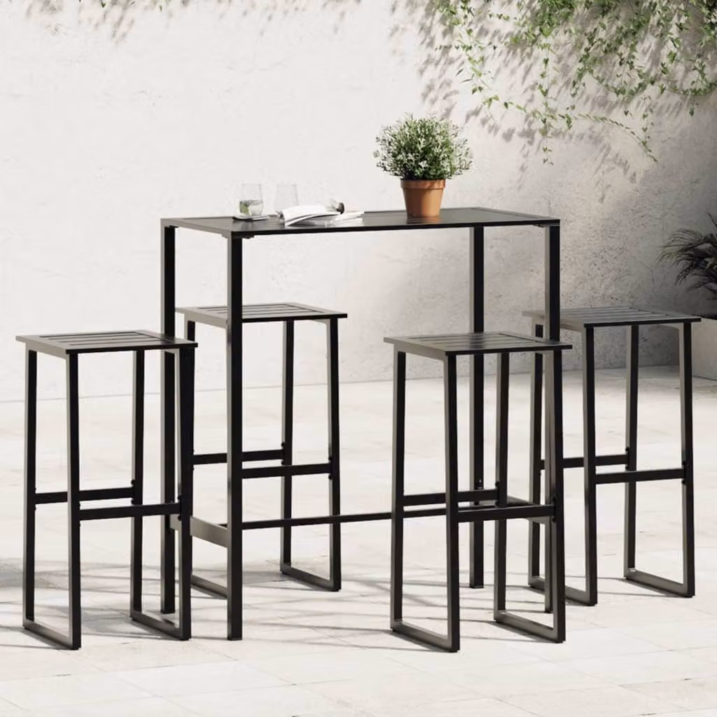Maison Exclusive - Set da bar da giardino 5 pezzi in acciaio verniciato a polvere nero