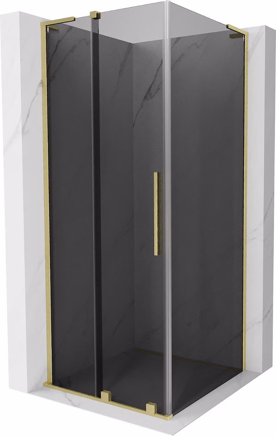 Mexen Velar L cabina doccia scorrevole 120 x 120 cm, grafite, oro spazzolato - 871-120-120-43-55