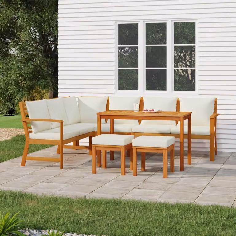 Maison Exclusive - Set da pranzo da giardino da 7 pezzi con cuscini, in legno massello di acacia
