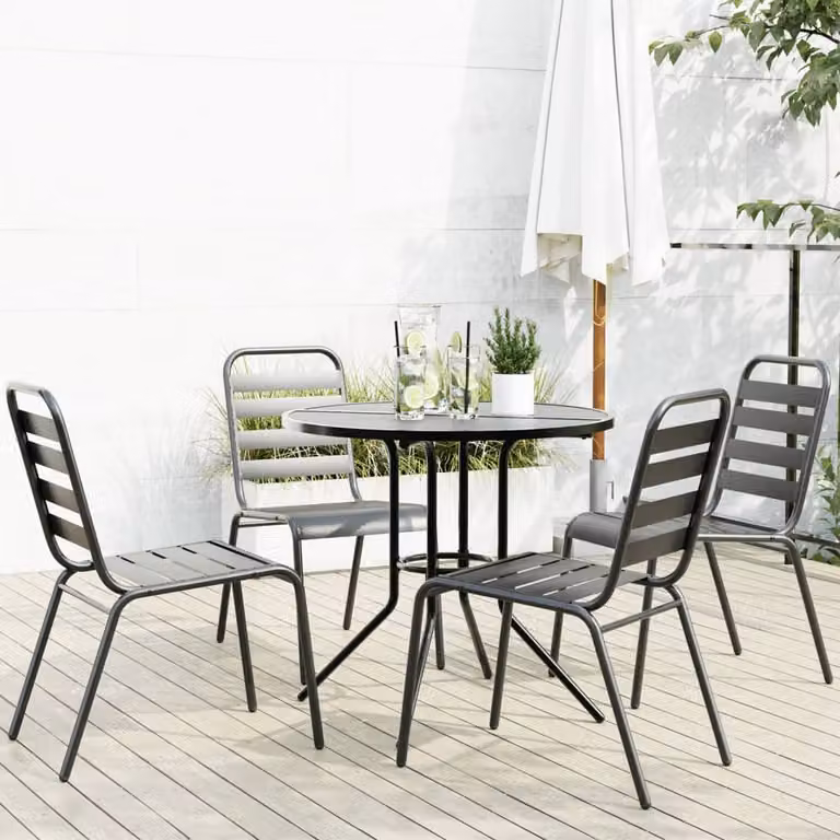 Maison Exclusive - Set di sedie da giardino, 5 pezzi, impilabili, in acciaio verniciato a polvere