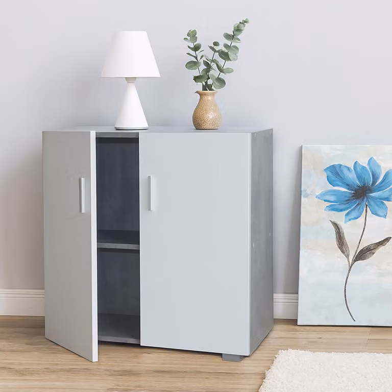Credenza a 2 scomparti Thekla bianco cemento