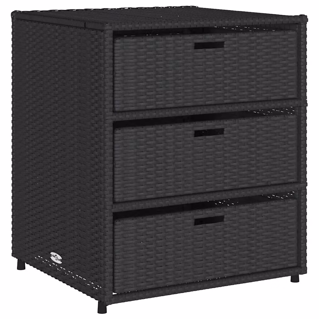 Armadietto da giardino moderno vidaXL in rattan e metallo nero con cassetti e ante, L/P/H: 55 x 59 x 69 cm – 2