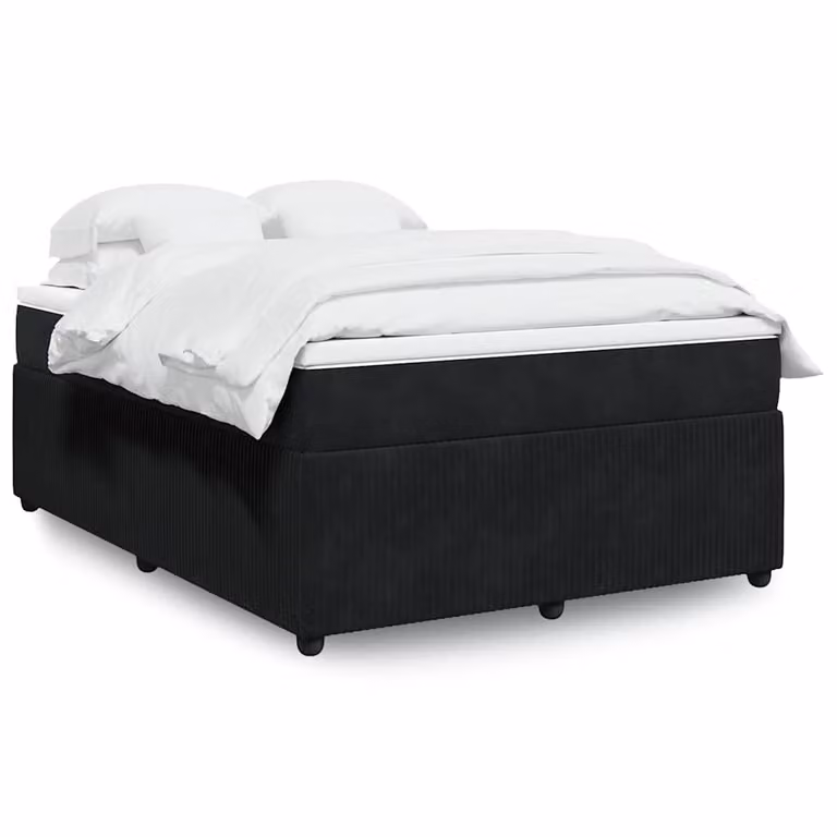 vidaXL Giroletto a Molle con Materasso in Velluto Nero L/P: 160 x 200 cm