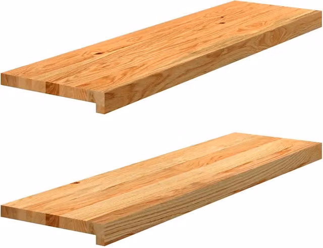 Set di 2 tappetini autoadesivi per scale in legno di rovere color marrone chiaro, L 90 cm x P 30 cm x H 2 cm