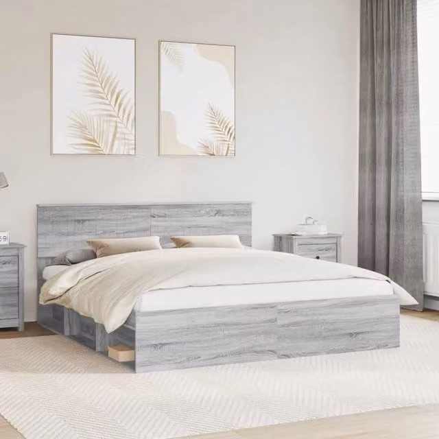 Struttura del letto-Giroletto Grigio Sonoma 180 x 200 cm Pino massello 352355