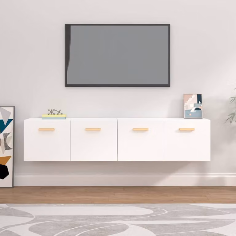 Set di 2 mobili da parete vidaXL bianchi in legno MDF con ante a battente L 80 cm x P 35 cm x H 36,5 cm