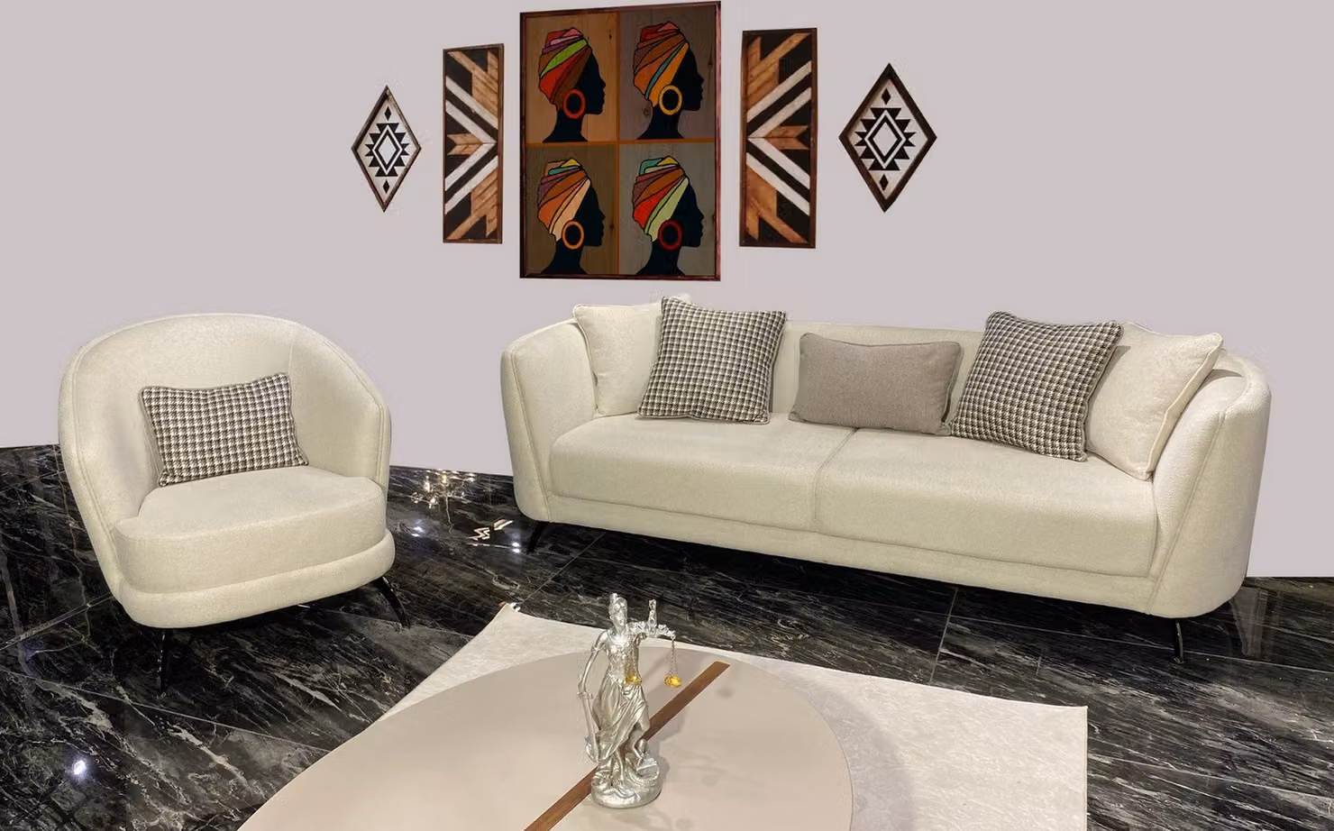 Moderne Beige Sofagarnitur 3+1 Sitzer Wohnzimmer Möbel Luxus Set Sofa Couch