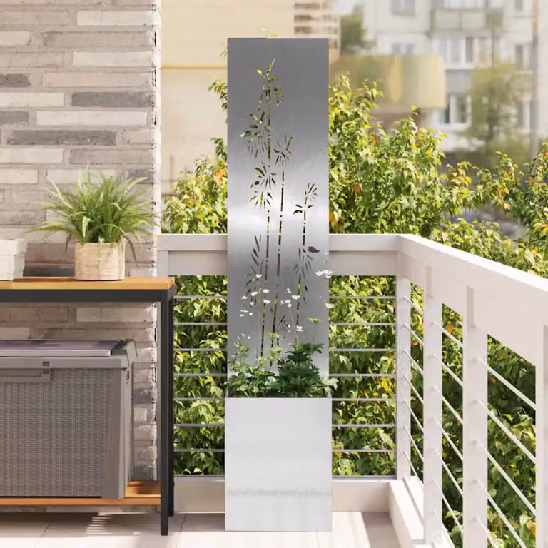 vidaXL Paravento per privacy in giardino in acciaio inossidabile Argento L/P/H: 32 x 32 x 150 cm