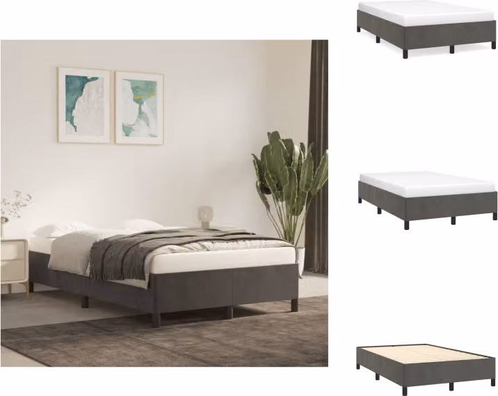 vidaXL Struttura letto grigio scuro 120x200 cm in velluto - Letti e strutture letto