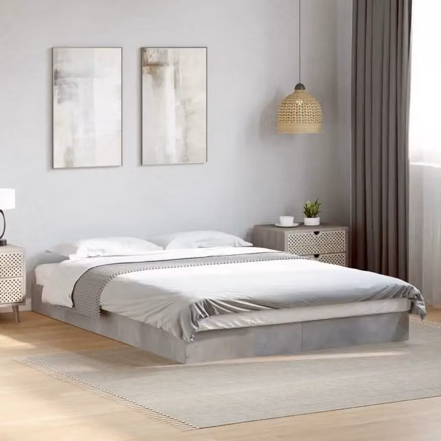 Giroletto vidaXL Grigio con Struttura in Legno e Tessuto L/P/H: 140 x 200 x 17 cm