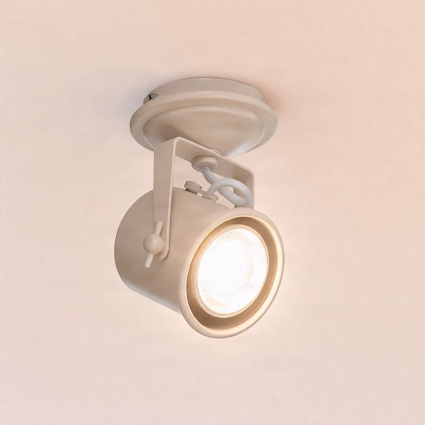 Faretto da soffitto Canico, a una luce, color crema Canico Argon, dimmerabile, Crema / Ambra, Soggiorno / Sala da pranzo, Metallo, Moderno, Faretto alogeno