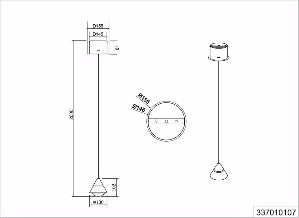 Lampada a sospensione LED, nichel opaco, temperatura di colore a scelta, H 200 cm
