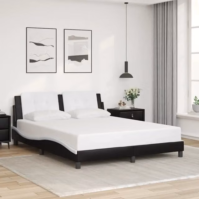 Giroletto senza materasso Zadar vidaXL in similpelle nero e bianco L/P/H: 200 x 160 x 74,5 cm – 1