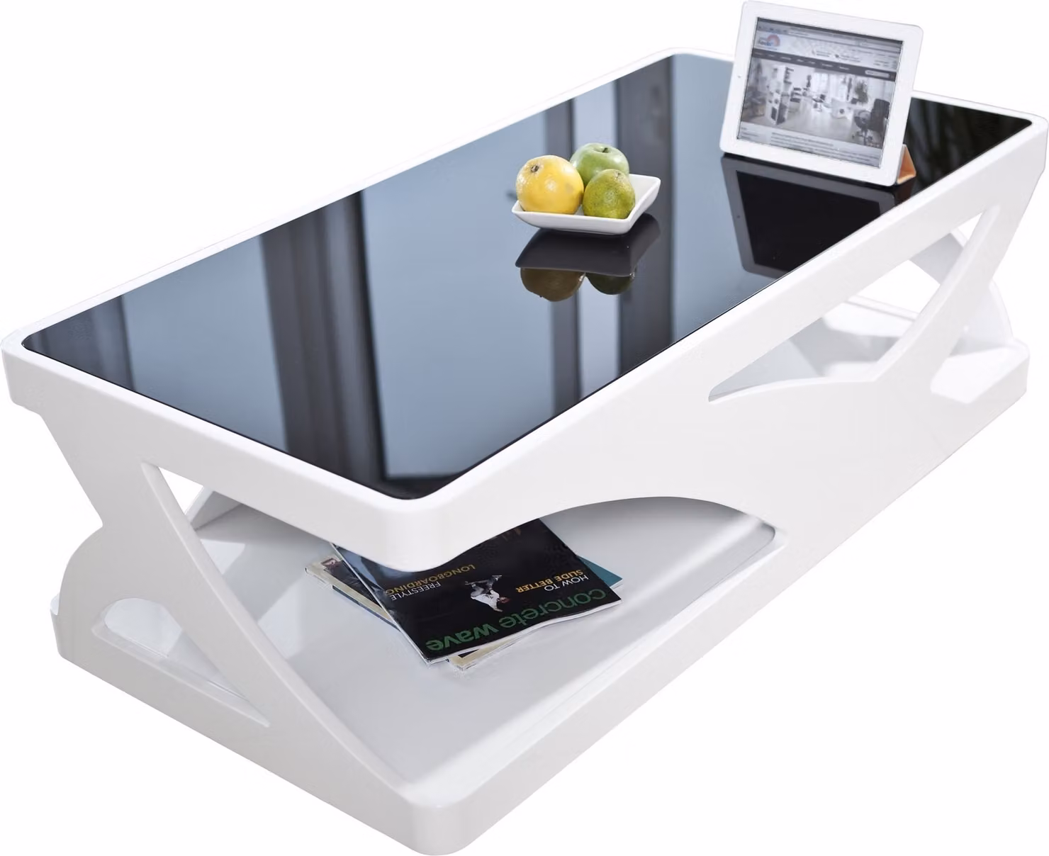Tavolino 120x60x38 cm bianco/nero