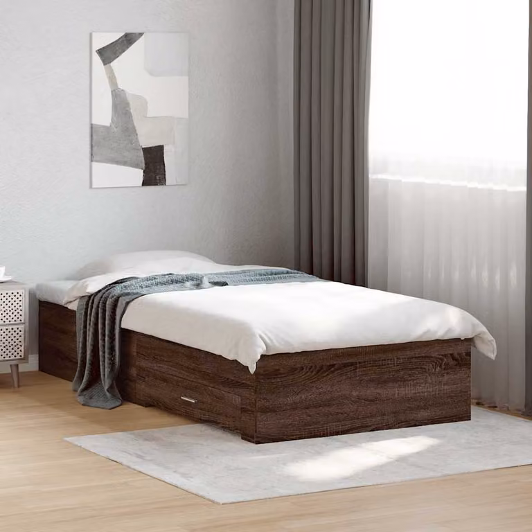 vidaXL Giroletto con Cassetti in Rovere Marrone, L 78 cm x P 193 cm x H 32 cm