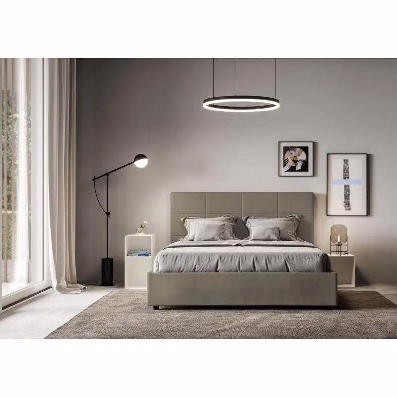 Letto Matrimoniale alla Francese Mika Ityhome Imbottito in Similpelle Cappuccino L: 150 cm, P: 190 cm – 2