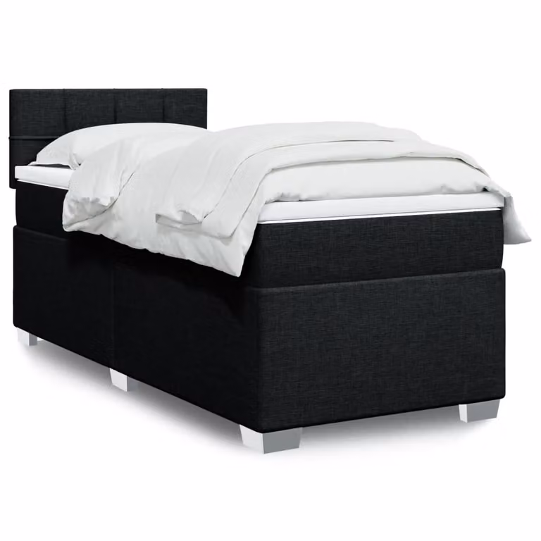 vidaXL Letto Ibrido con Materasso e Giroletto in Tessuto Nero, L/P/H: 90 x 190 x 100,5 cm