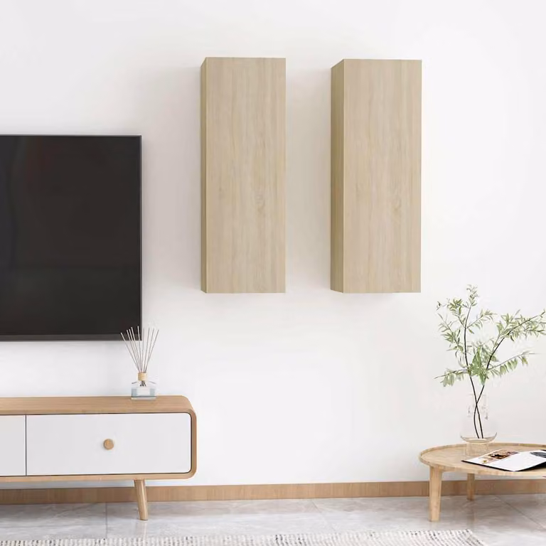 Set di 2 Mobili TV Moderni vidaXL in Legno Rovere Sonoma, L/P/H: 30,5 x 30 x 90 cm