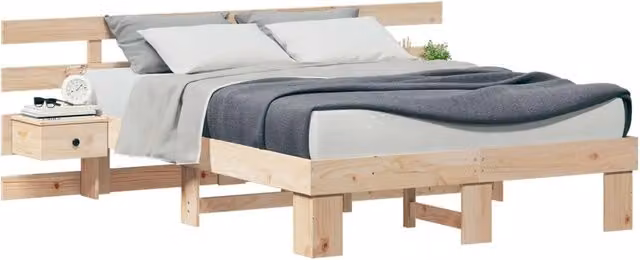 Letto matrimoniale | Letto per adulti | Struttura del letto Marrone 135 x 190 cm Pino massello