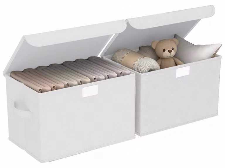 Set di 2 scatole pieghevoli con coperchio - Ideali per abbigliamento e giocattoli