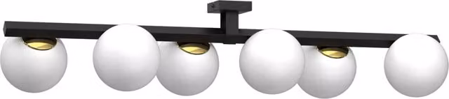 Lampada a soffitto Idris 6xE27 nera oro sfere bianche