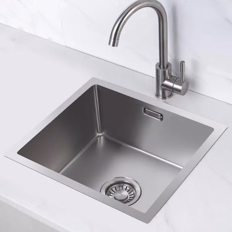 Lavabo - Acciaio inossidabile - 44,5 cm x 34,5 cm, profondità 20 cm, insonorizzato