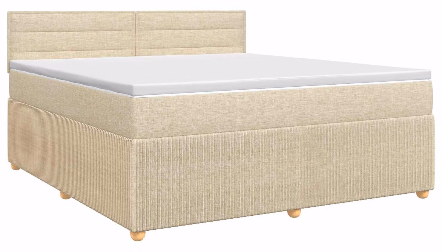 Letto a molle con materasso crema 140 x 200 cm in tessuto