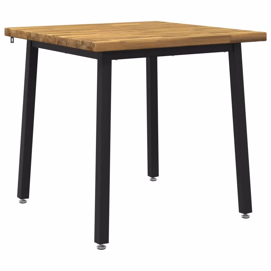 Tavolo quadrato moderno vidaXL in legno di acacia bianco e nero L/P/H: 80 x 80 x 75 cm – 2