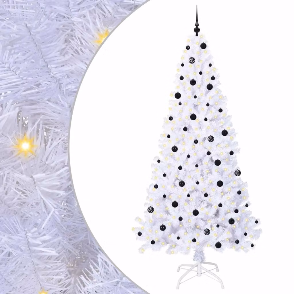 Albero di Natale artificiale bianco con LED vidaXL in PVC e metallo stile minimalista – 2
