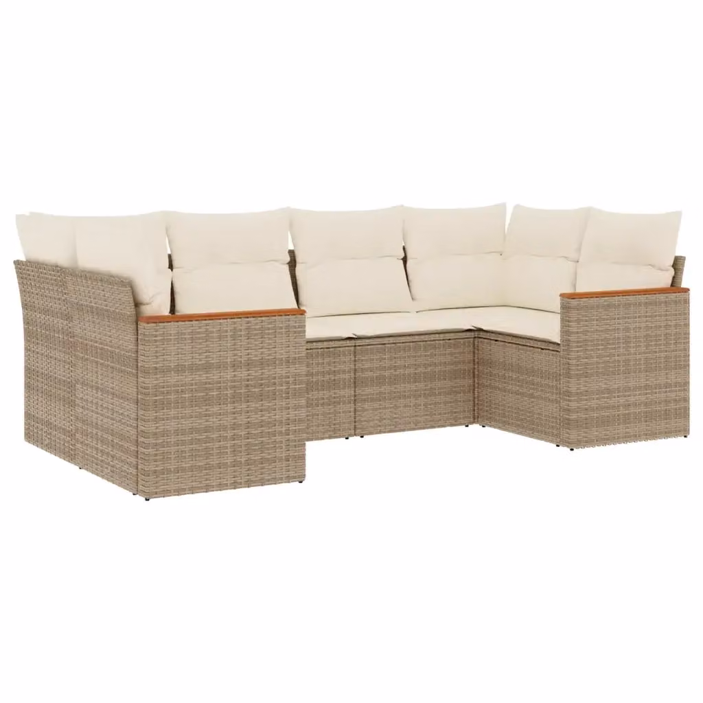 vidaXL Set Divano da Giardino a L composto da 6 pezzi con Cuscini Beige e Struttura in Metallo – 2
