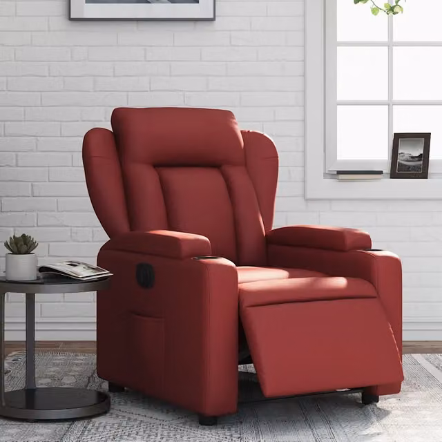 Poltrona Reclinabile Elettrica vidaXL in Similpelle Rossa con Braccioli e Funzione Auto-Return
