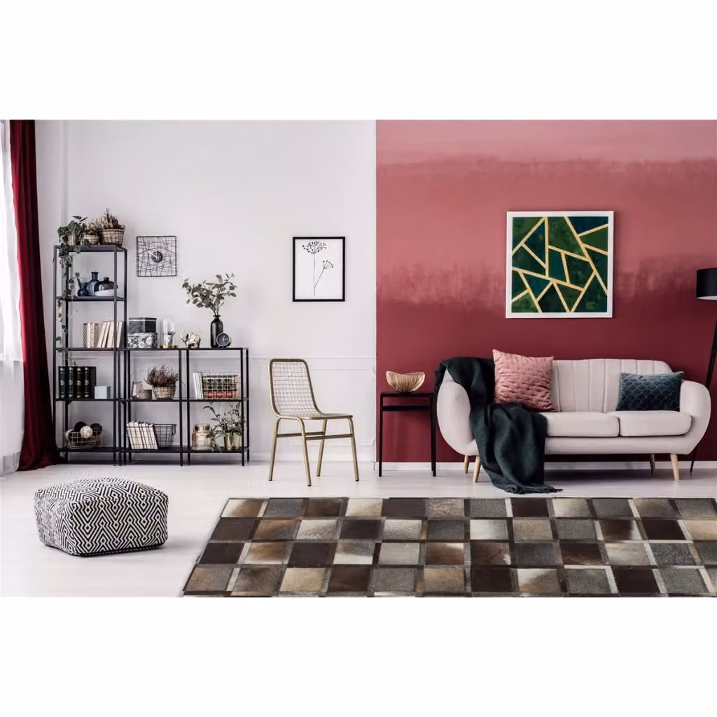 Tappeto patchwork in pelle Eclipse di Kendra Home, modello moderno multicolore, L: 230 cm x P: 160 cm – 2