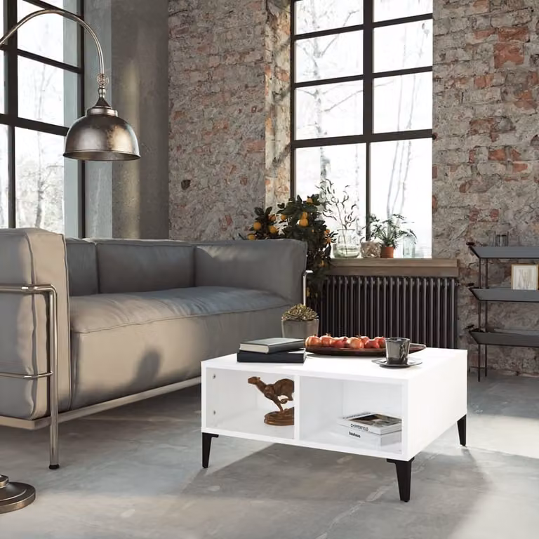 Tavolino The Living Store bianco 60x60x30 cm in materiale ligneo