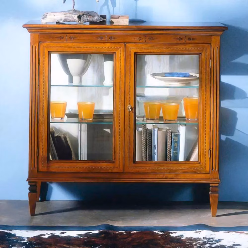 Vetrina classica in legno con ante in vetro Mobili 2G finitura bassano L: 106 cm, P: 41 cm, H: 100 cm – 2
