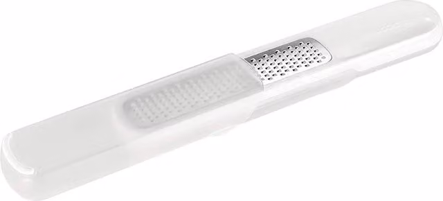 Grattugia per zenzero con filtro Tescoma in acciaio inox bianca, lavabile in lavastoviglie